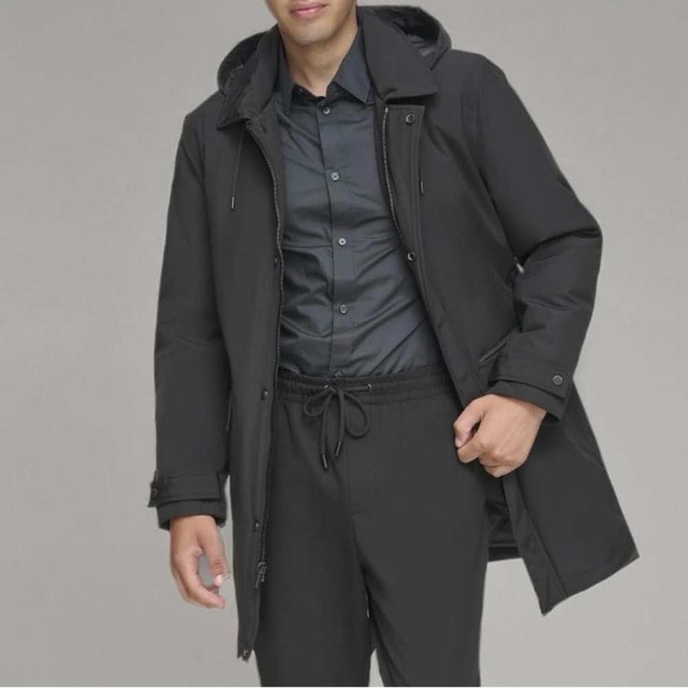 Andrew Marc insulated rain coat with removable hood NWT